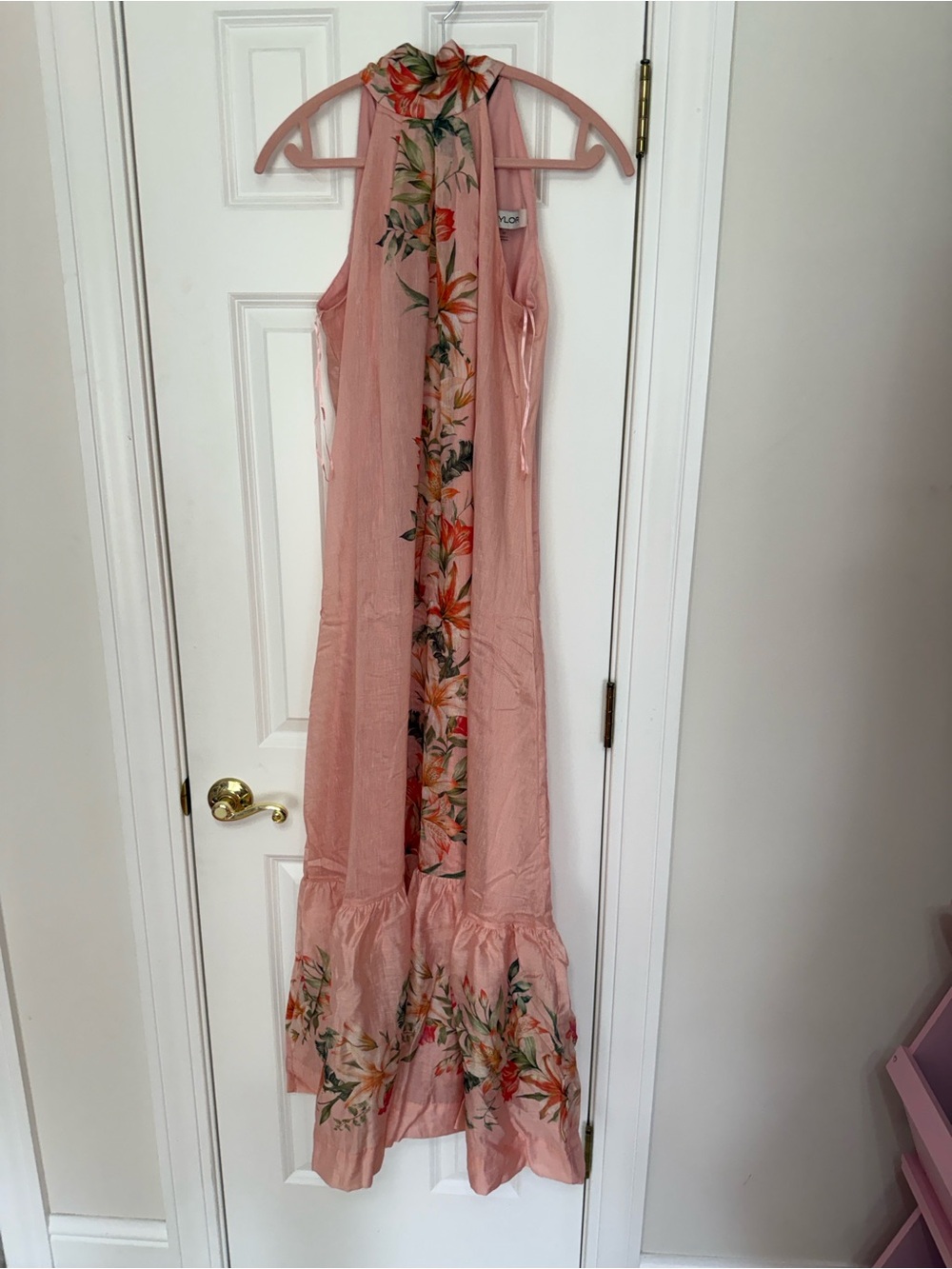Women Taylor Pink Floral Halter Maxi Dress
